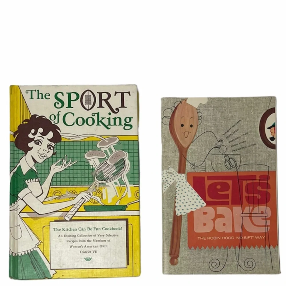 Vintage Cookbooks Set of 2 Farmhouse Antique Kitchen Cookware Collectible Bundle
